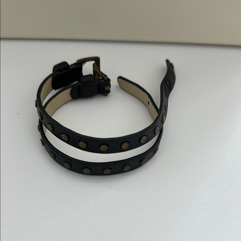 J. Crew Black Leather Studded Bracelet